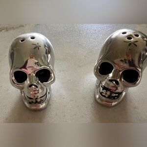 Silver Skull Salt and Pepper Shakers